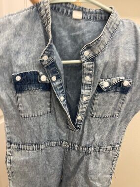 Kids Acid Wash Denim Overalls - Light Blue